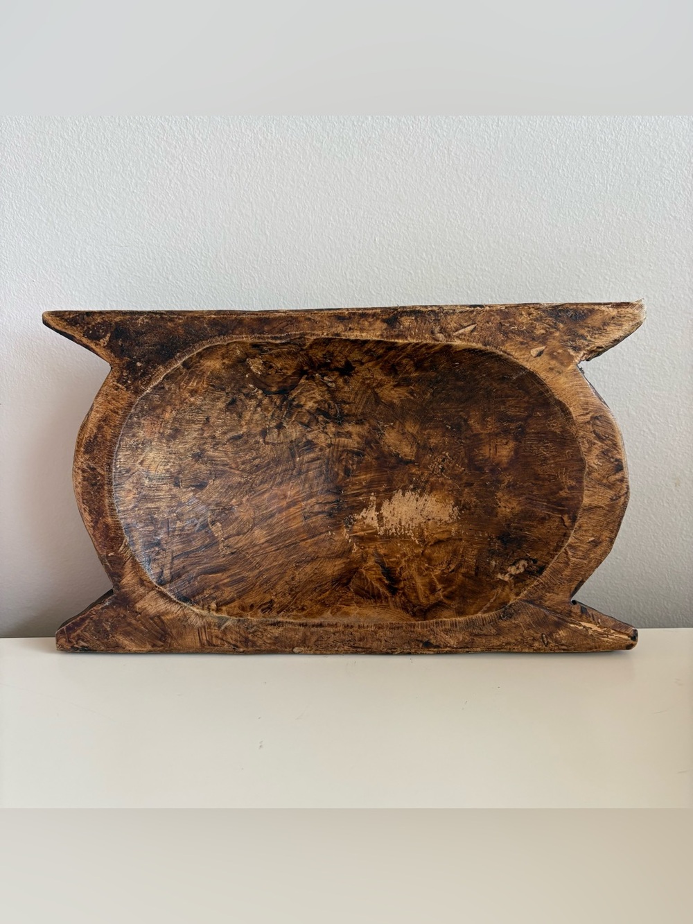 Hand Carved Wood Dough Bowl Farmhouse Accent Dish